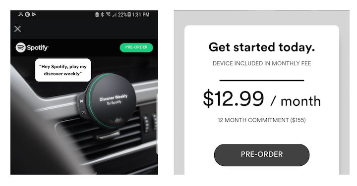 Spotifyが自動車向けのスマートスピーカーをローンチする予定